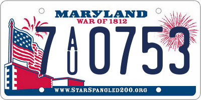 MD license plate 7AU0753