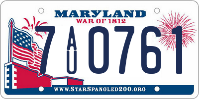 MD license plate 7AU0761