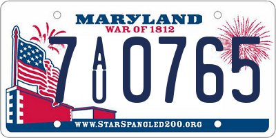 MD license plate 7AU0765