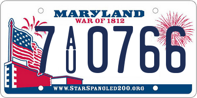 MD license plate 7AU0766