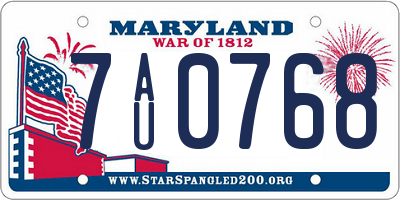 MD license plate 7AU0768