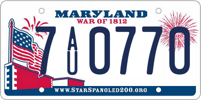 MD license plate 7AU0770