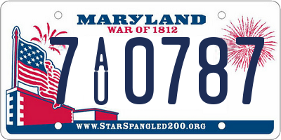 MD license plate 7AU0787