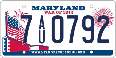 MD license plate 7AU0792