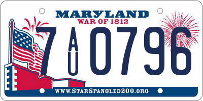 MD license plate 7AU0796