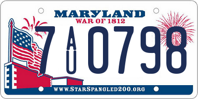 MD license plate 7AU0798