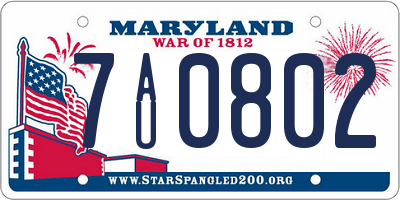 MD license plate 7AU0802