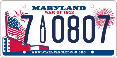 MD license plate 7AU0807