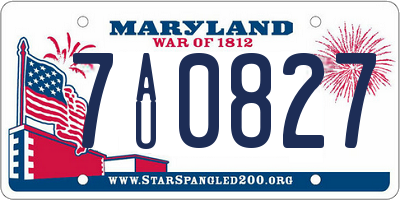 MD license plate 7AU0827