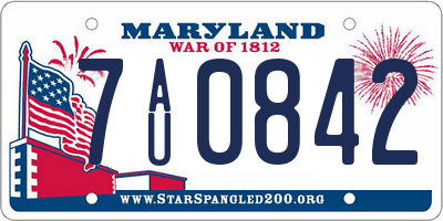 MD license plate 7AU0842