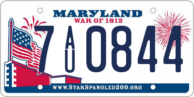 MD license plate 7AU0844