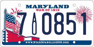 MD license plate 7AU0851