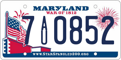 MD license plate 7AU0852