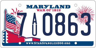 MD license plate 7AU0863