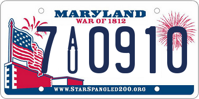 MD license plate 7AU0910