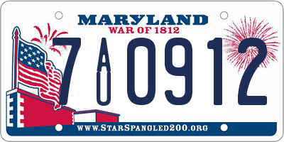 MD license plate 7AU0912