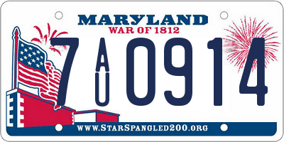 MD license plate 7AU0914