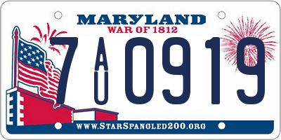 MD license plate 7AU0919