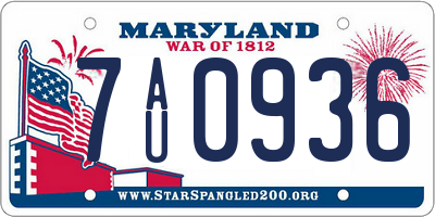 MD license plate 7AU0936