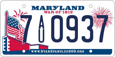 MD license plate 7AU0937
