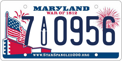 MD license plate 7AU0956