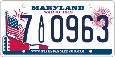 MD license plate 7AU0963