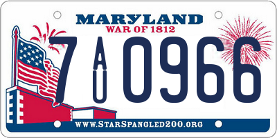 MD license plate 7AU0966