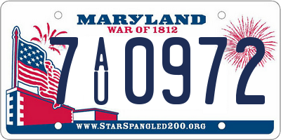 MD license plate 7AU0972