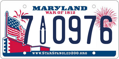 MD license plate 7AU0976