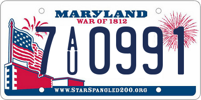 MD license plate 7AU0991