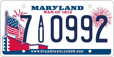 MD license plate 7AU0992