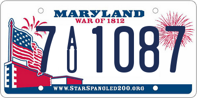 MD license plate 7AU1087