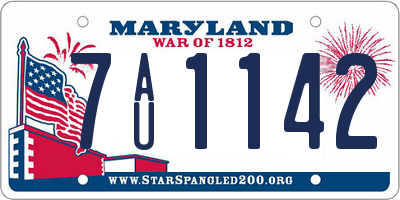 MD license plate 7AU1142
