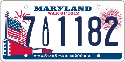 MD license plate 7AU1182