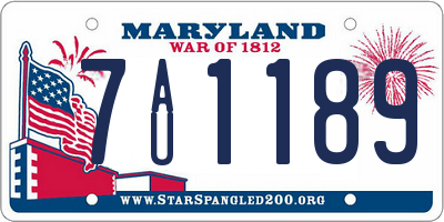 MD license plate 7AU1189