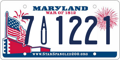 MD license plate 7AU1221