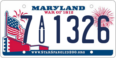 MD license plate 7AU1326