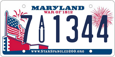 MD license plate 7AU1344