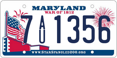 MD license plate 7AU1356