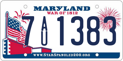 MD license plate 7AU1383
