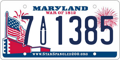MD license plate 7AU1385