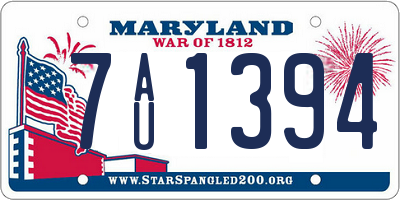 MD license plate 7AU1394