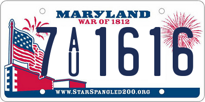 MD license plate 7AU1616