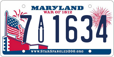 MD license plate 7AU1634