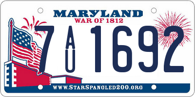MD license plate 7AU1692