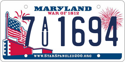 MD license plate 7AU1694
