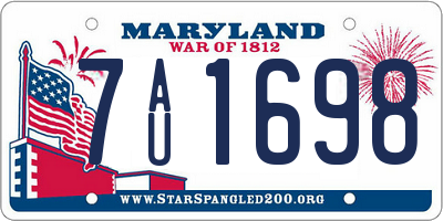 MD license plate 7AU1698
