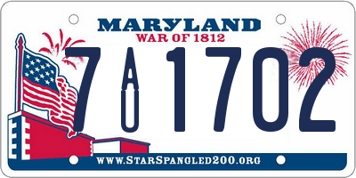 MD license plate 7AU1702