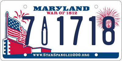 MD license plate 7AU1718