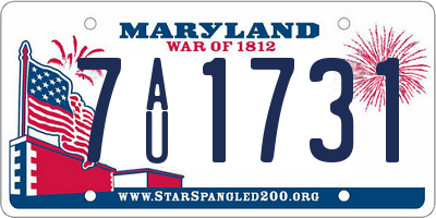 MD license plate 7AU1731